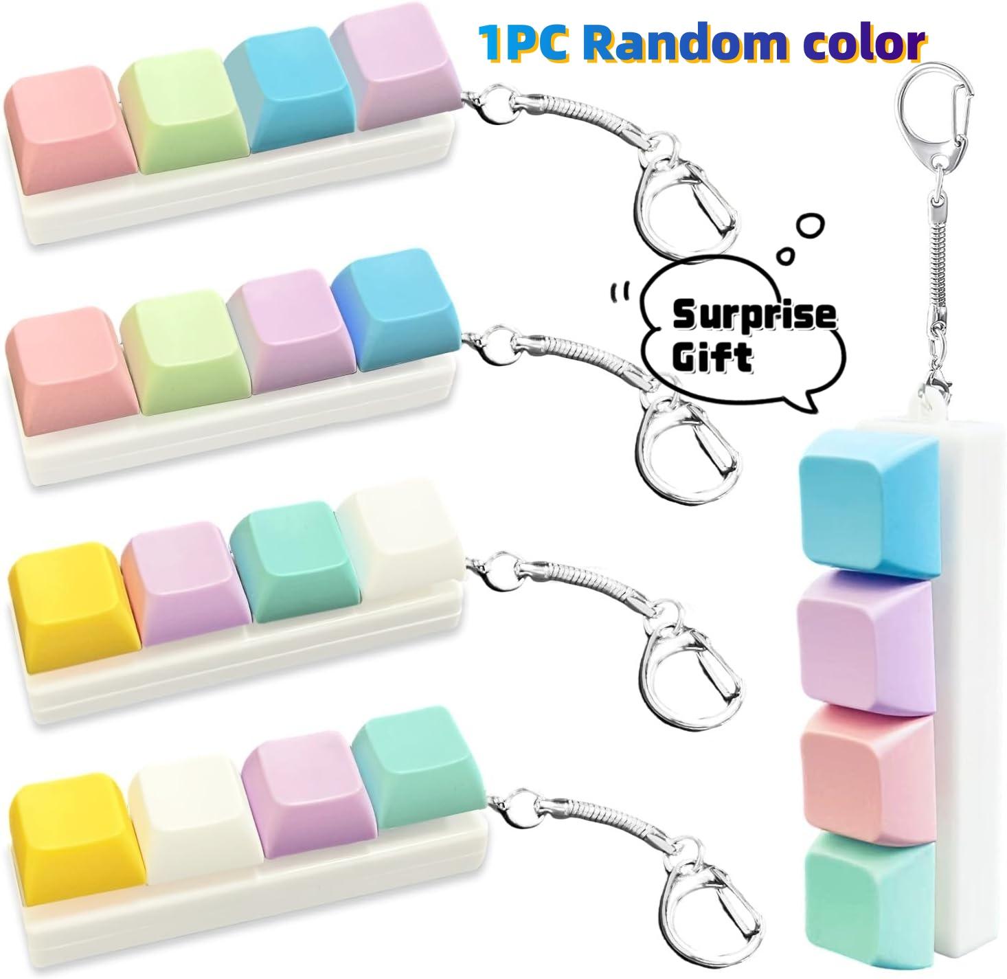 

4 Keys Button Keycap Fidget Keychain Keyboard Key Toy Keyboard Clicker Toy Keyboard Cube Toy for Adult Gifts To Relief Pass Time 8 cm