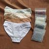 Women's Mid-Waist Cotton Triangle Panties - Solid Color, Plus Size, European & American Style