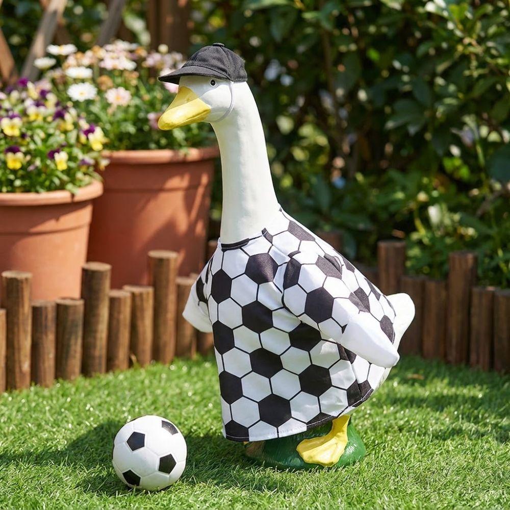 Stylish Sports Theme Porch Geese Clothes Matching Hat Football Print Lawn Goose Outfit 23 Inch Goose Statue Costume Porch Decor