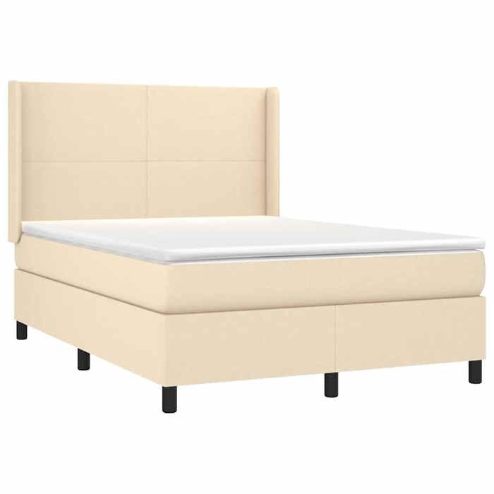 Maison Exclusive - Sommier à lattes de lit avec matelas Crème 140x190 cm Tissu