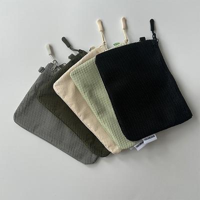 1PC Storage Bag Polyester Fiber Mesh Enlarged Double-layer Zipper Bag Portable Change Earphones Sundries Small