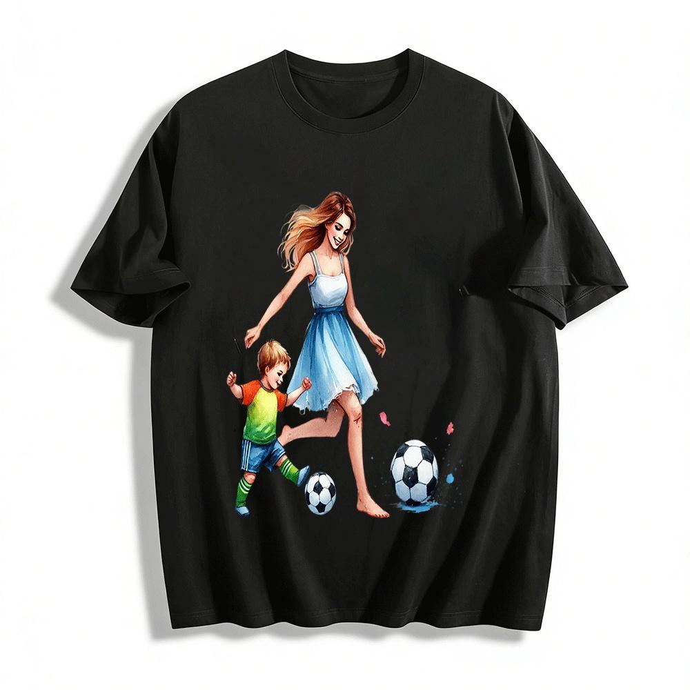 Parent-child Football Time Printed Casual T-shirt Pure cotton T-shirt XXS