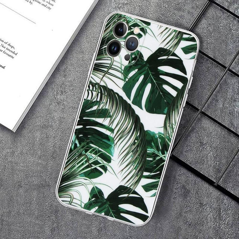 Leaves Monstera Green Phone Case For IPhone 14 11 12 13 Mini Pro XS Max Cover 6 7 8 Plus X XR SE 2020 Funda Shell