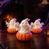 Decorative Fall Lights Halloween Pumpkin Light, LED Lighted Ghost Skull Lantern, Spooky Seasonal Atmosphere Lighting Tabletop Lamp for Home