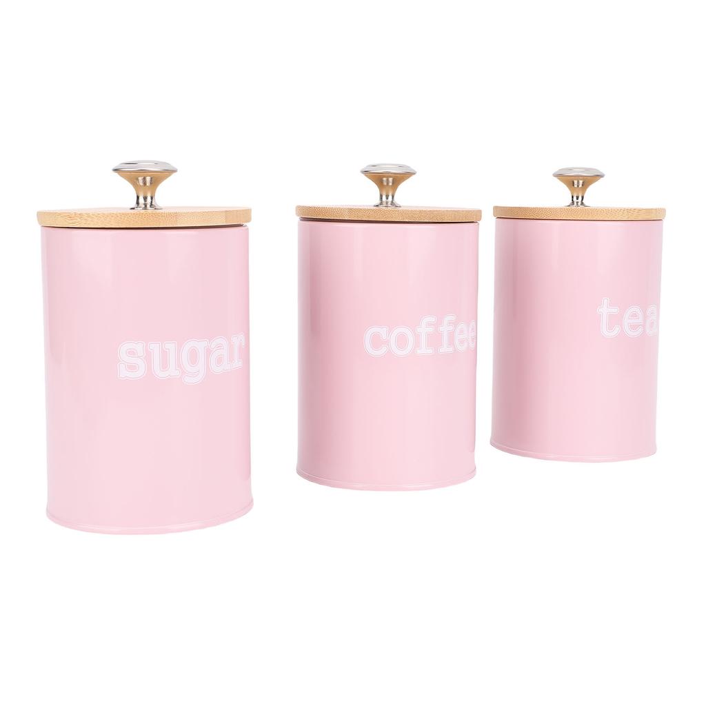 3pcs Storage Canister Multifunctional Airtight Iron Storage Jar with Lid for Tea Coffee Sugar