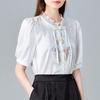 Chiffon Shirt for Women New Summer Women's Short-sleeved Shirt for Women with Lotus Leaf Collar Age Reduction Beautiful Shirt for Chinese Style Top