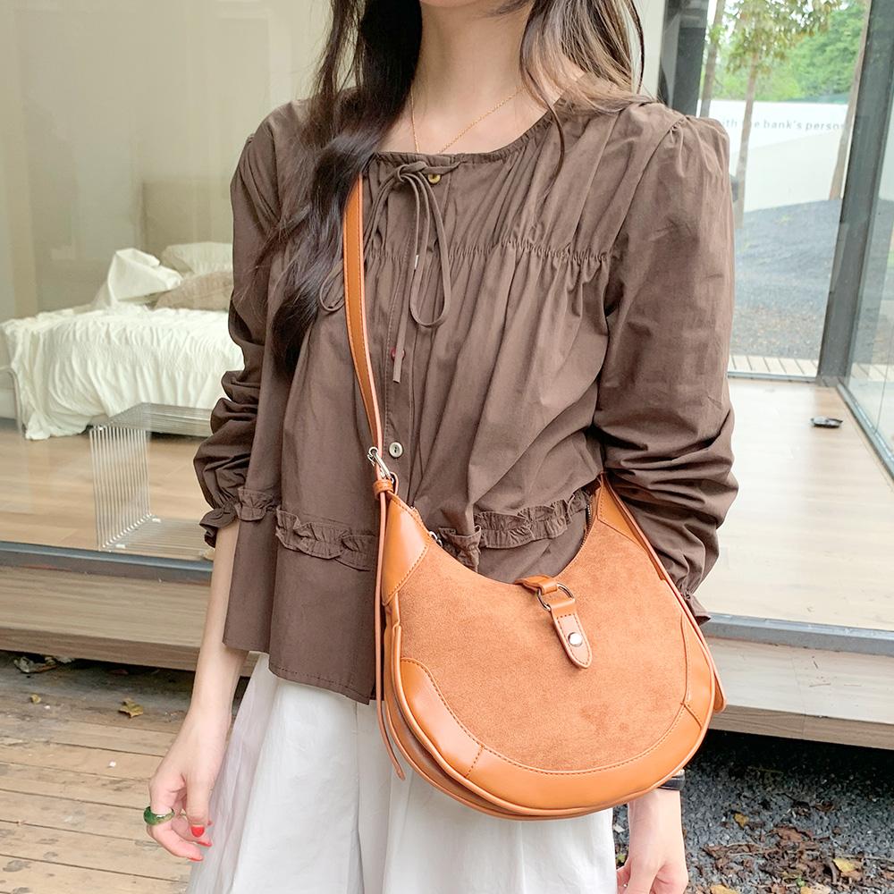 MATTIERE MT_22966 Womens Suede Hobo Tote Crossbody Bag