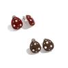 Abstract Geometric Polka Dot Ear Studs - Red Retro Mosquito Coil Design for Autumn and Winter