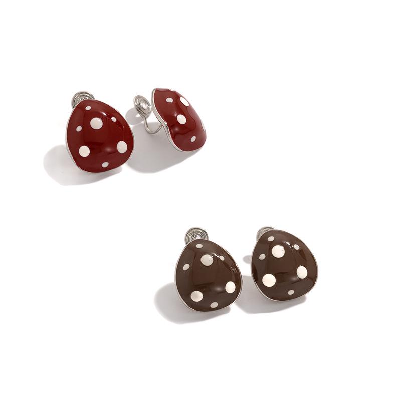Abstract Geometric Polka Dot Ear Studs - Red Retro Mosquito Coil Design for Autumn and Winter