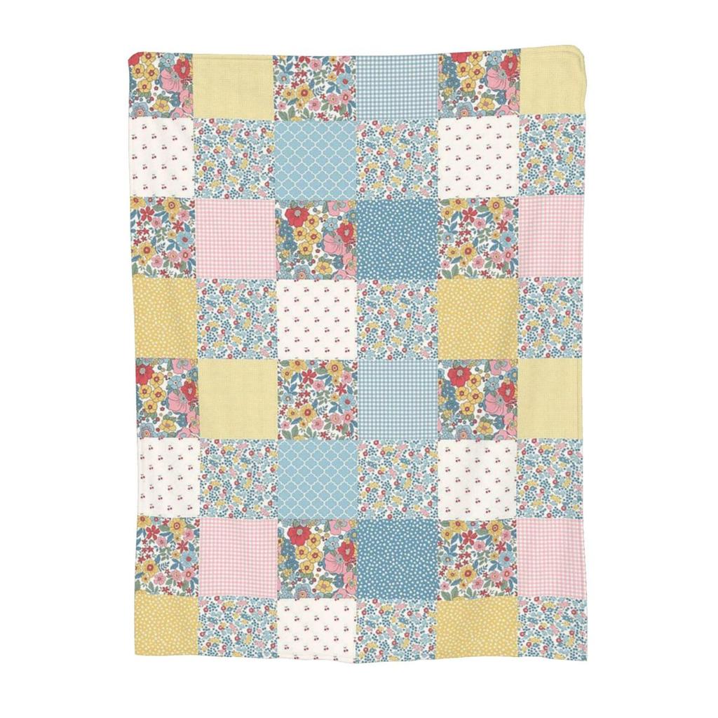 Patchwork Quilt By Tea With Xanthe Blanket Soft Warm Flannel Throw Blanket Plush for Bed Living Room Picnic Travel Home Sofa