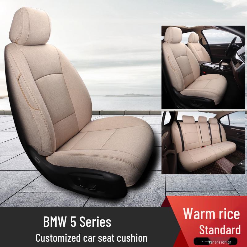 BMW 5 Series Universal Linen Car Seat Cushion - Full Coverage for New Models, 5-Seater Four Seasons Set.
