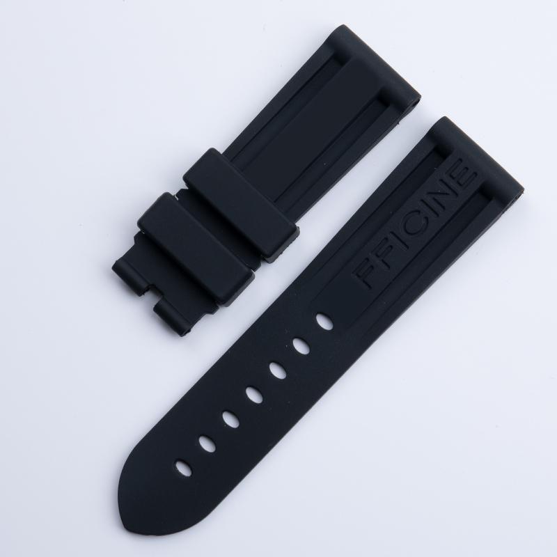 24mm Soft Top Quality Colorful Rubber Watchband For Panerai Strap Black Green Blue Red Band Butterfly Buckle Sport Waterproof