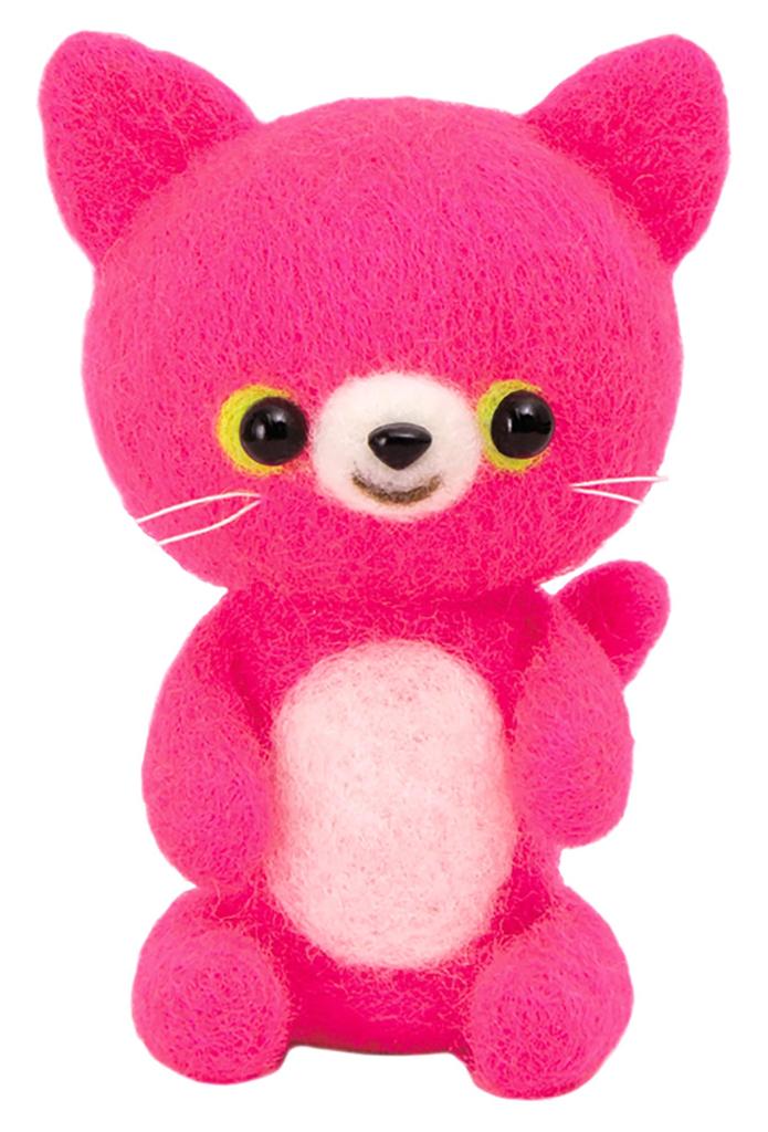 Hamanaka Needle Felted Craft Kit Neon Color Animals, Pink Cat, H441-622