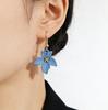 Gentle haze blue flower earrings Korean fresh and sweet ear hook feeling daily versatile earrings