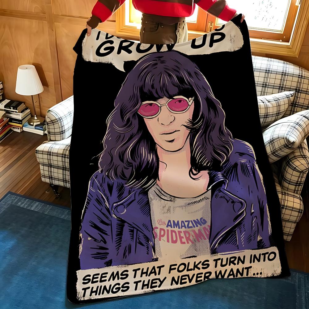Music T-The R-Ramones Throw Flannel Cozy Print Blanket, Portable, Durable Machine Washable Cute Cool