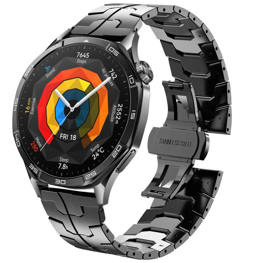

Металлический ремешок Luxucu 22 мм для Huawei Watch GT 5 Pro GT5 GT4 GT3 GT2 Ремешок из нержавеющей стали для Huawei Watch 5/4/3Pro Браслет Correa Huawei GT4 46mm чёрный