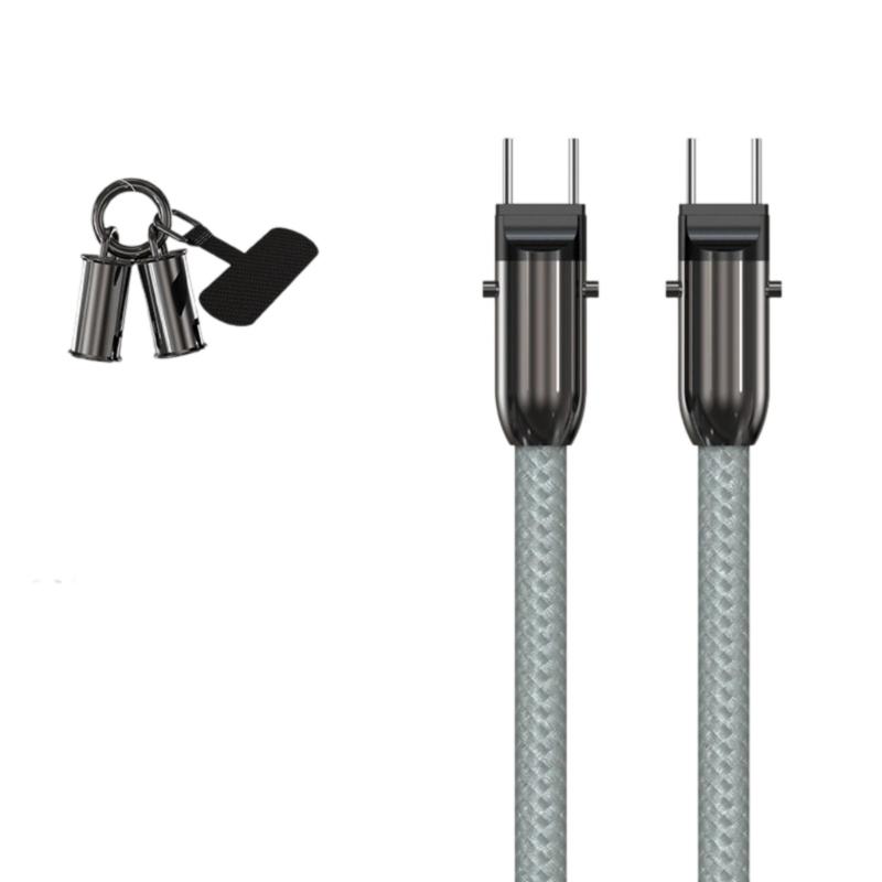 Усиленный Сплавной USB C Кабель для Зарядки и Передачи Данных С Быстрой Доставкой Питания Дизайн Брелка Плетеная Оплетка Сплавные Разъемы