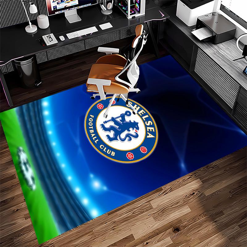 1pc Chelsea FC logo Print Area Rug - Soft,Washable Non-Slip Indoor Mat for Office Chairs,Living Room,Home Office Decorative Rug