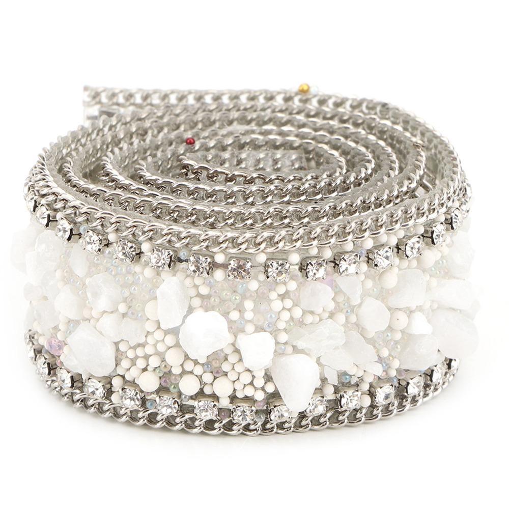 1pcs 50cm Length Diamond Mesh Wrap Roll Mesh Wrap Rhinestone Chain Trim DIY Craft Accessories белый