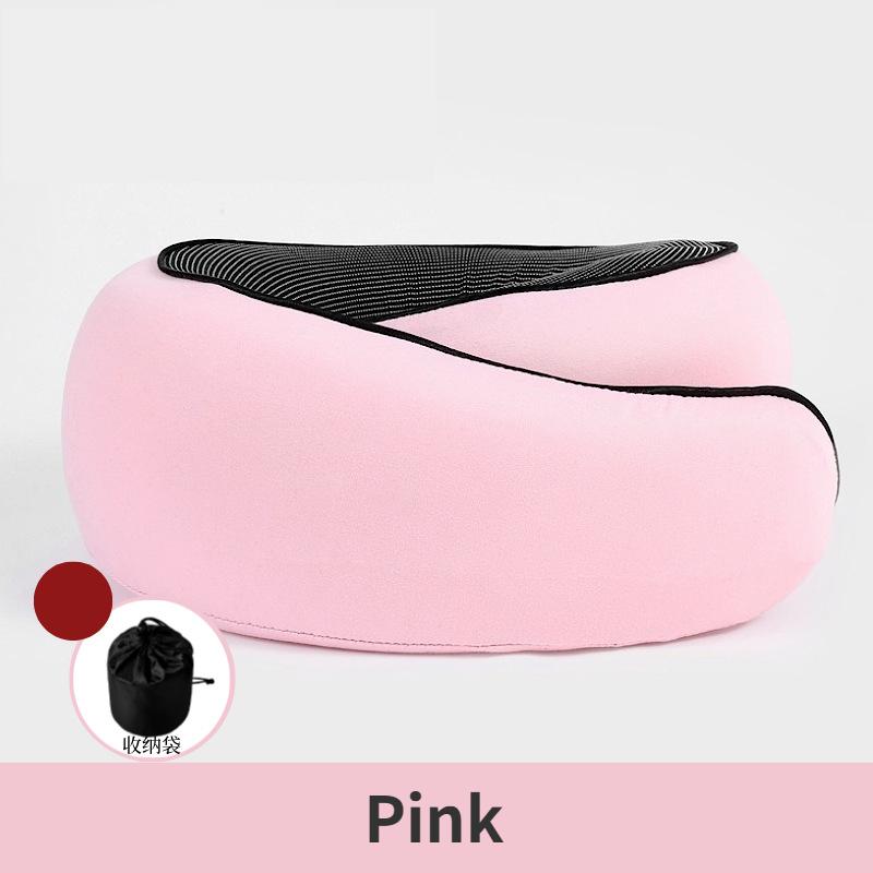 

1 шт. Подушка для шеи для путешествий, подушка U-образной формы из пены с эффектом памяти, в стиле улитки, для поддержки шеи, портативная, регулируемая, мягкая, для сна розовый