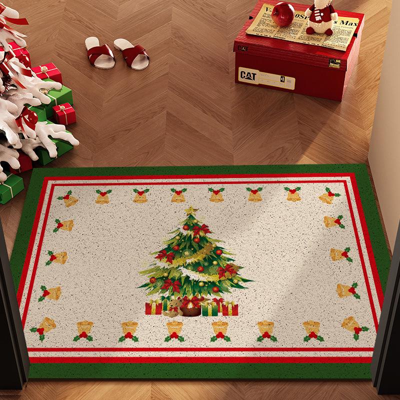 Christmas Loop Pile Non-slip Doormat: Wear-resistant, Cuttable, Ideal for Home Entrances