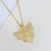  Personality Hip Hop Butterfly Necklace Color Zircon Unique Design Niche Fashion Pendant Jewelry For Young Women