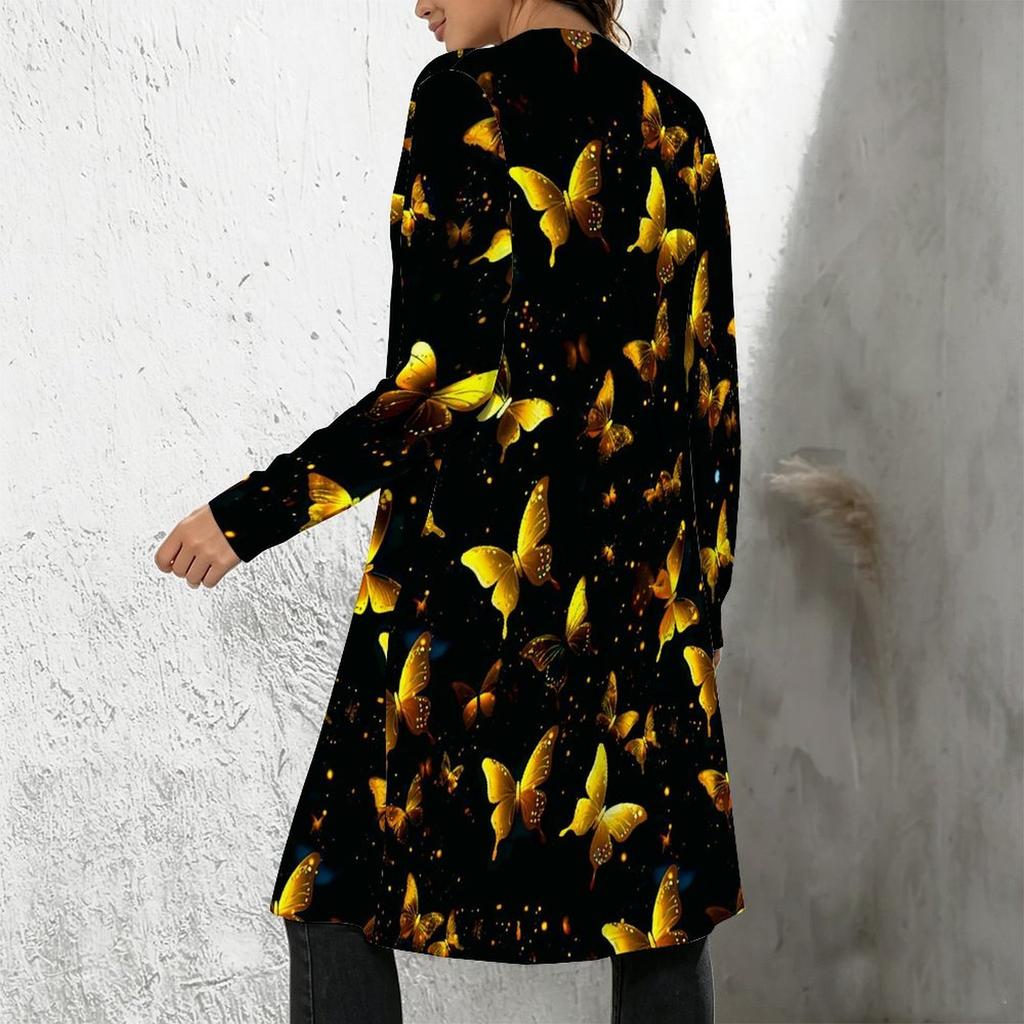 Plus Size Women Long Sleeve Open Front Loose Outerwear Casual Fashion Cardigan Jacket