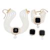 Retro Color Full Diamond Bracelet Three-piece Set, European and American Light Luxury High-end Imitation Pearl Necklace Jewelry Women