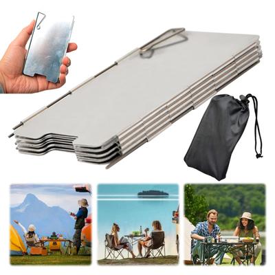 Folding Camping Stove Windscreen Portable Lightweight 9 Plates Aluminum Alloy Outdoor Hiking Picnic Butane Burner Windshield Stove Accessories