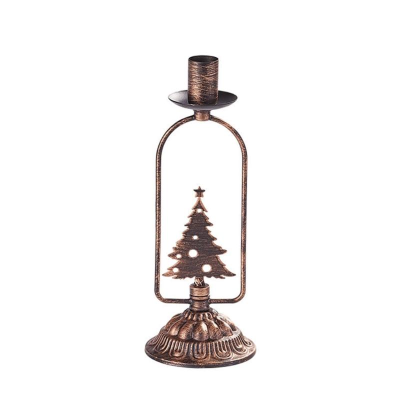 Set of 3 Stylish Metal Candle Stand with Seasonal Design Iron Texture Perfect for Indoor Outdoor Christmas Celebration