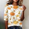 Women Loose Fit Casual Half Sleeve Top Round Neck Lightweight Pullover Blouse with Halloween Ghost Tree Print for Everyday Wear
