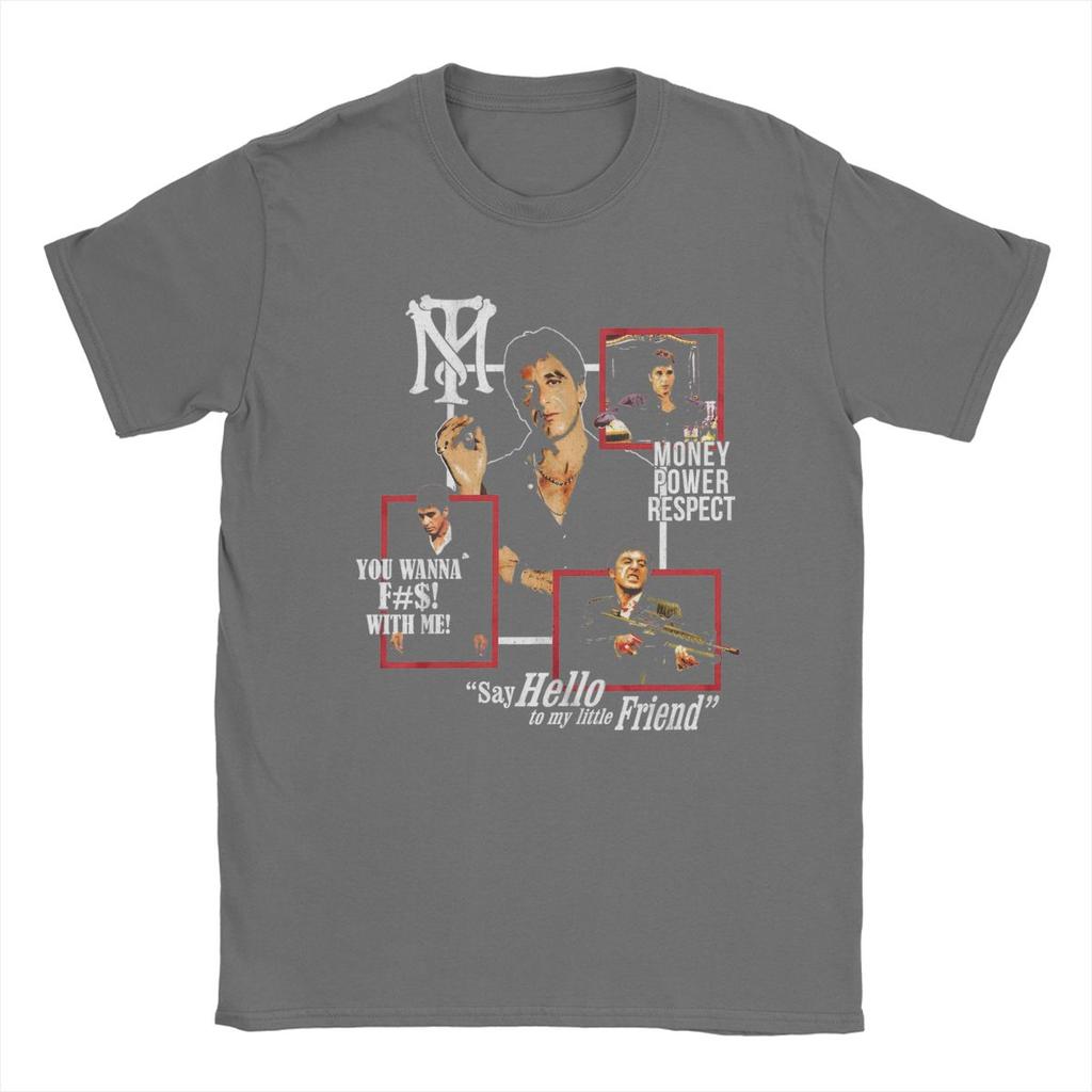 Scarface T Shirts Men's Cotton Vintage T-Shirt Round Neck Movie Tees Short Sleeve Clothes Gift Idea