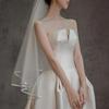 Wedding Tulle Bridal Lace Veil with Bowknot/Floral Trim Elegant Bridesmaids Veil