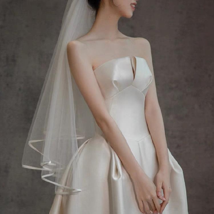 Wedding Tulle Bridal Lace Veil with Bowknot/Floral Trim Elegant Bridesmaids Veil