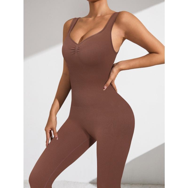 sexy v-neck elasticity Gym Jumpsuit Women's Fitness Sets Sports Overalls for Woman Tracksuit Yoga Clothing long pants Workout Sportswear