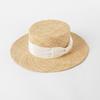 Spring and summer new fashion two-color webbing bow treasure grass wide brim flat top hat outdoor shopping sun protection straw hat