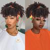 Short Kinky Curly Headband Wig Ombre Afro Curly Wig with Head Band Synthetic Scarf Wigs for Women Cosplay Hair High Temperature