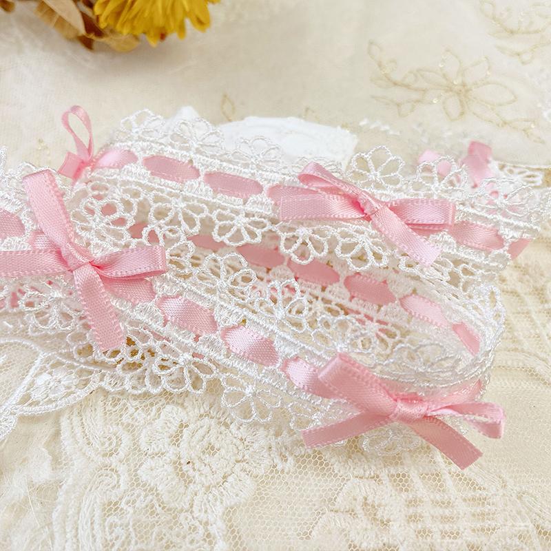 

1 ярд кружевной отделки Лолита аксессуары полиэстеровая лента платье окантовка украшения юбка кружевные аксессуары одежда аксессуары 2.8 см в ширину розовый
