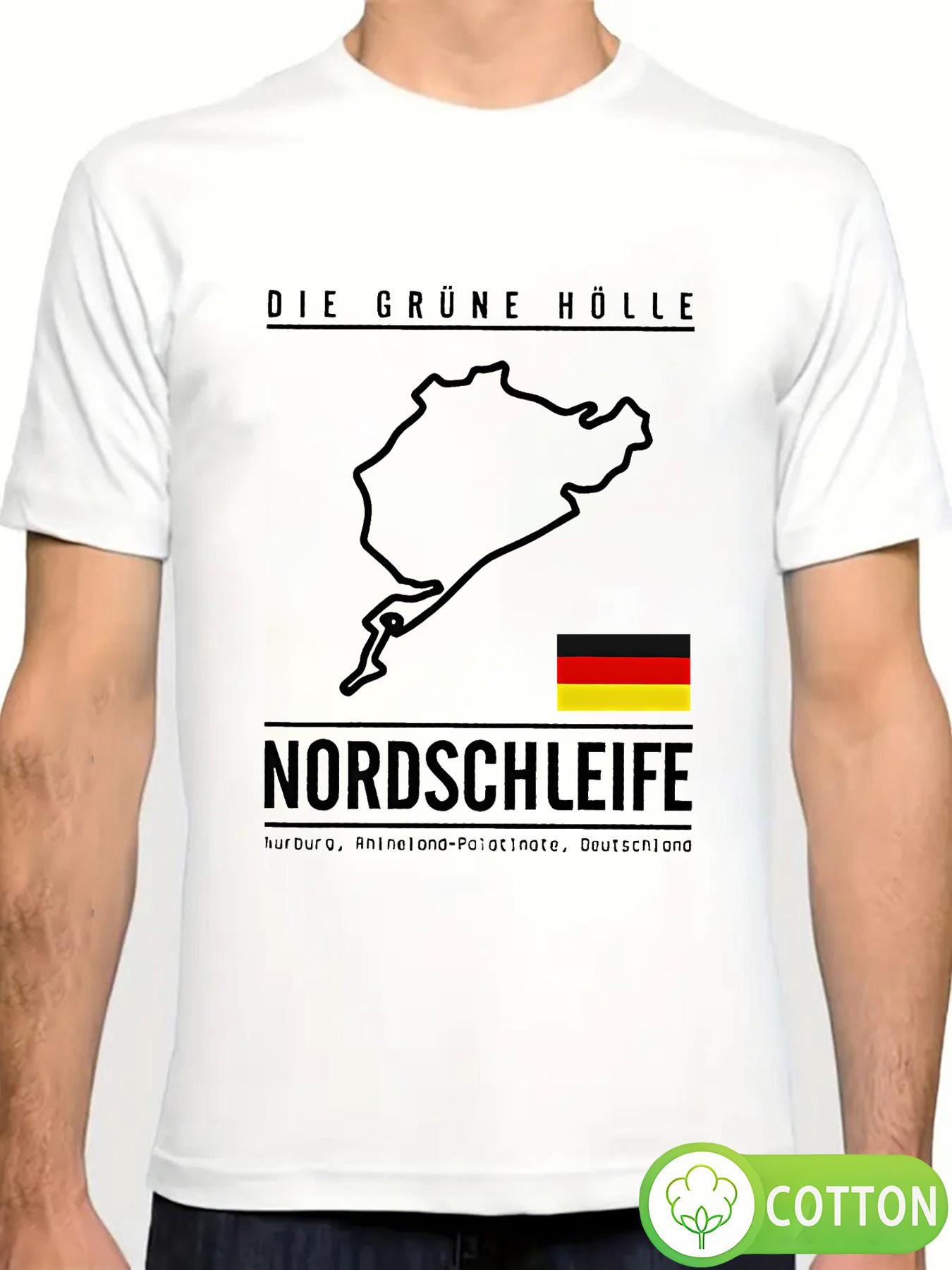 Retro American Nürburgring Nordschleife Track Print Crew Neck Short Sleeve T-Shirt XXL
