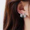 Huitan Literary Fancy Leaf Hoop Earrings with Shining Cubic Zirconia for Lady Party Wedding Engagement Graceful Accessories