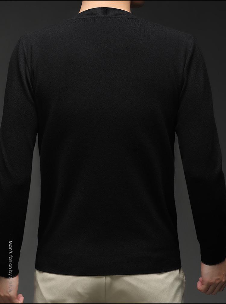 Men's Solid Color Jacquard Sweater - 2025 Autumn/Winter Casual Round Neck Knitwear