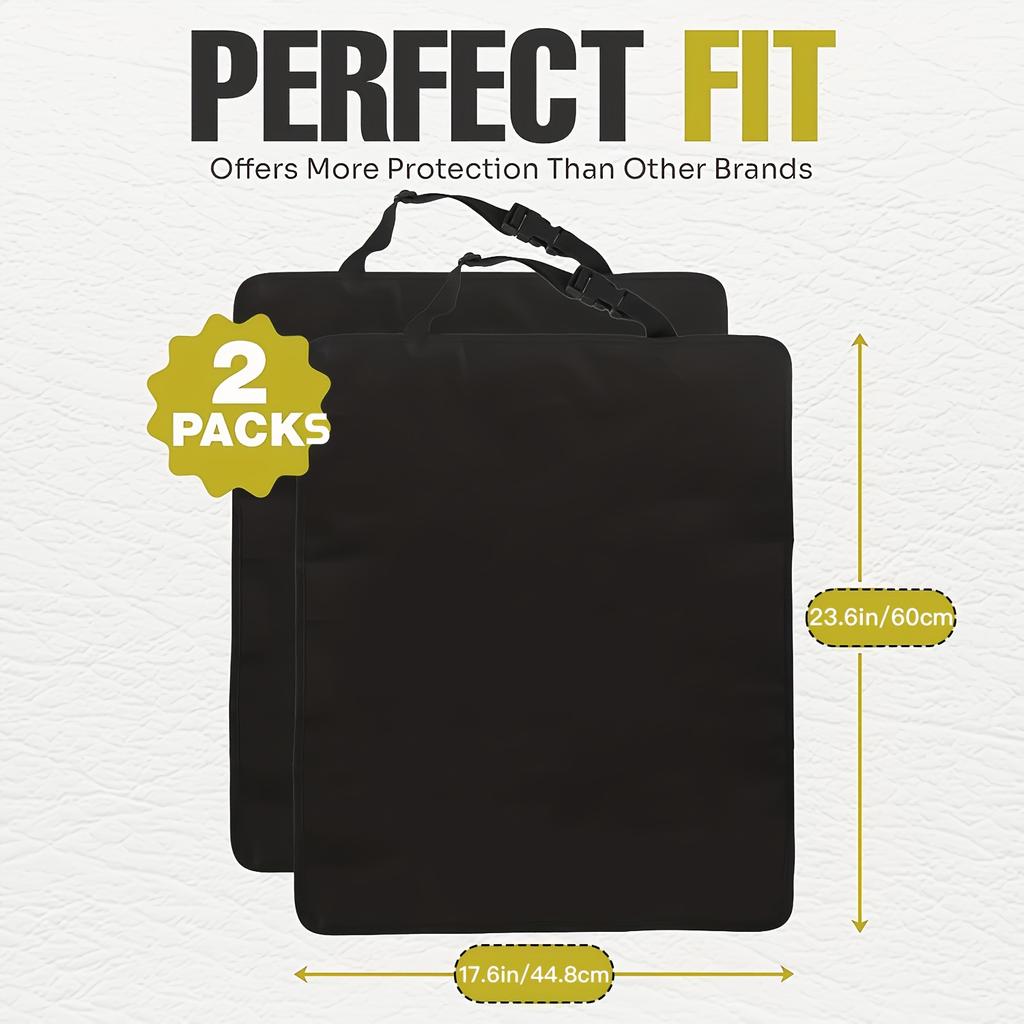 [2pcs Kick Protectors] 2pcs Auto Seat Back Kick Protectors | Large Black Car Seat Covers with White Headrests, Dirt, Mud, Stain & Scratch Protection