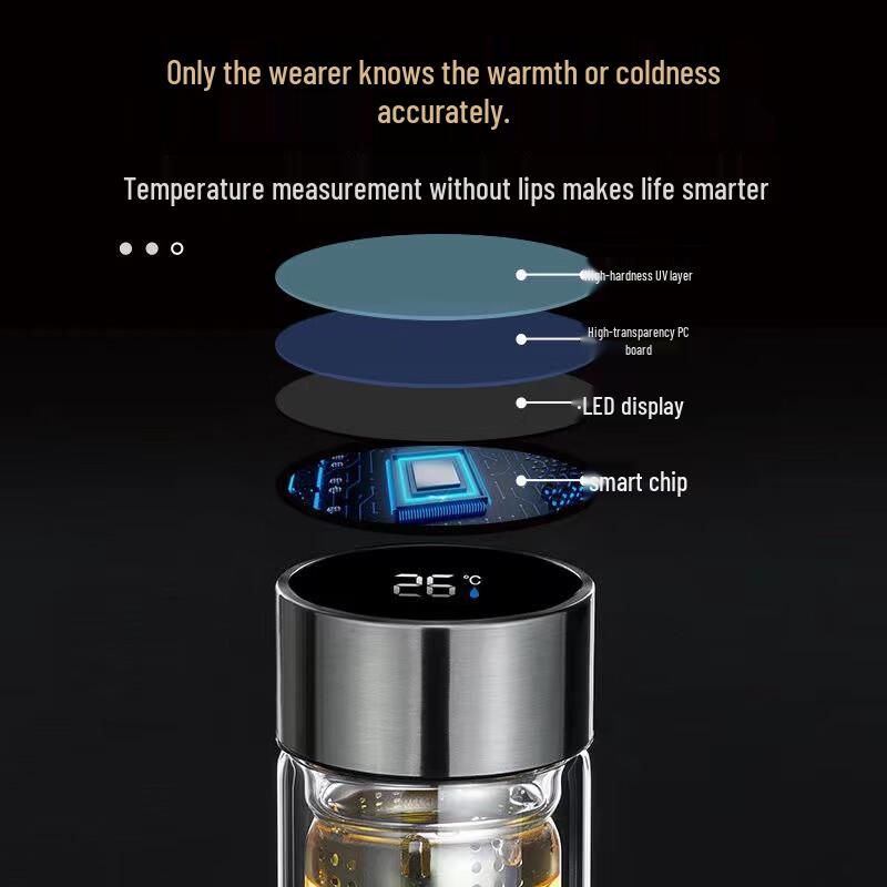Xinke 350ML Double-Layer Glass Tea Infuser with Smart Temp Display