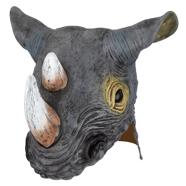 Rhino Latex Mask One size fits all adults серый