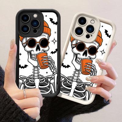 JT255 Lustiges Halloween-Skelett für iPhone 17 16 15 14 13 Pro Max Samsung S26 S25 Ultra A17 A16 A07 A56 A36 A15 Xiaomi 15T Redmi 15c Note 14 Weiche Hülle
