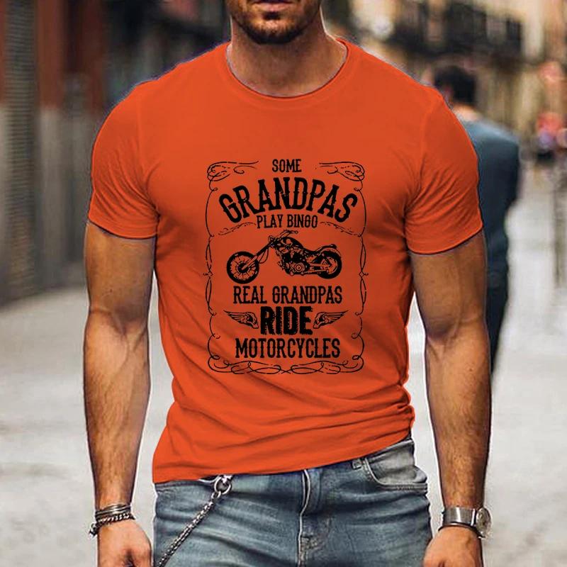 Grandpas Ride Motorcycles Print Men's T-shirts Father's Day Gift Short Sleeve Tops Tees Summer Harajuku Fashion O-Neck Tshirt