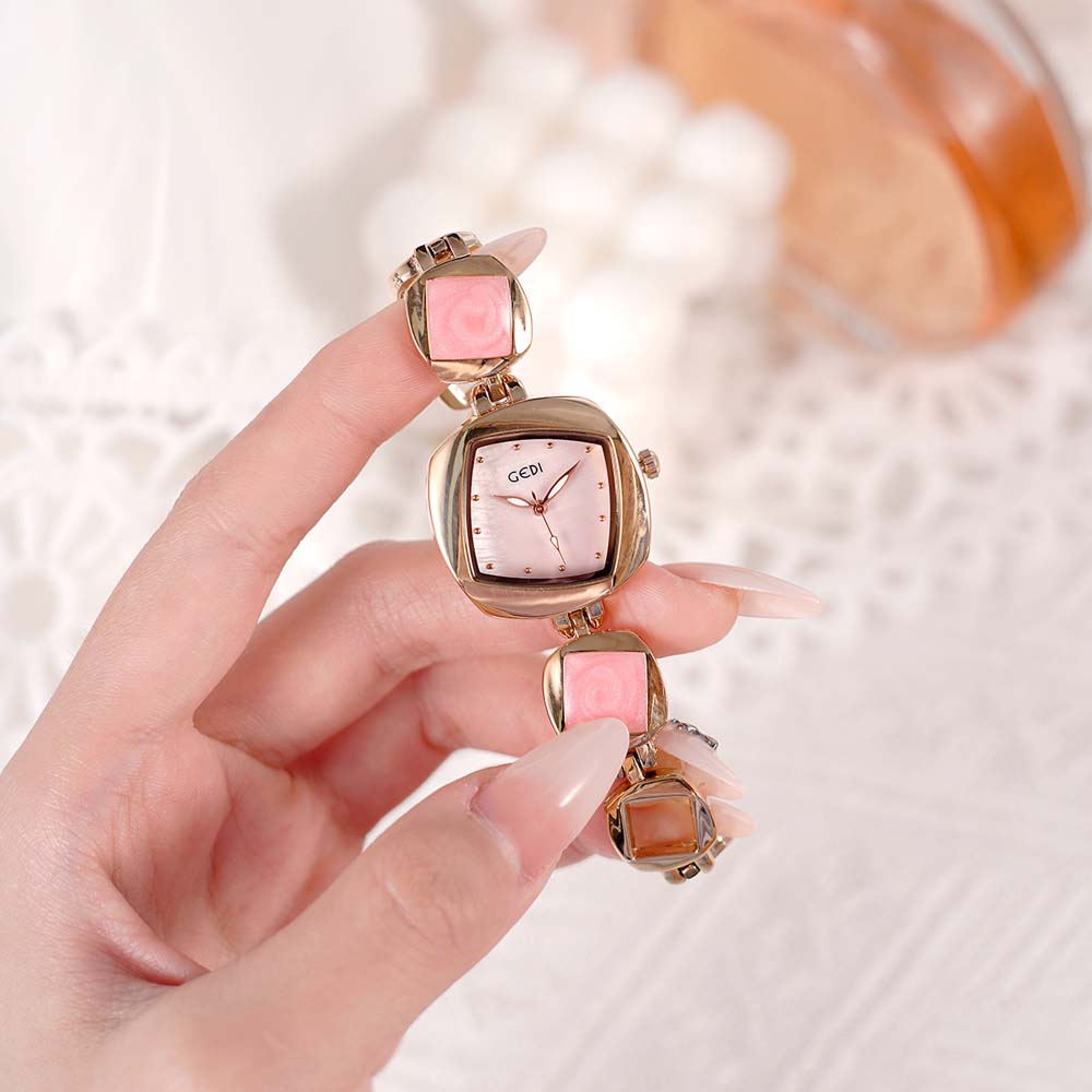 GEDI Women's Quartz Watch - Creative Unique Irregular Design, Rhombus Bracelet Watch with Premium Exquisite Mother-of-Pearl