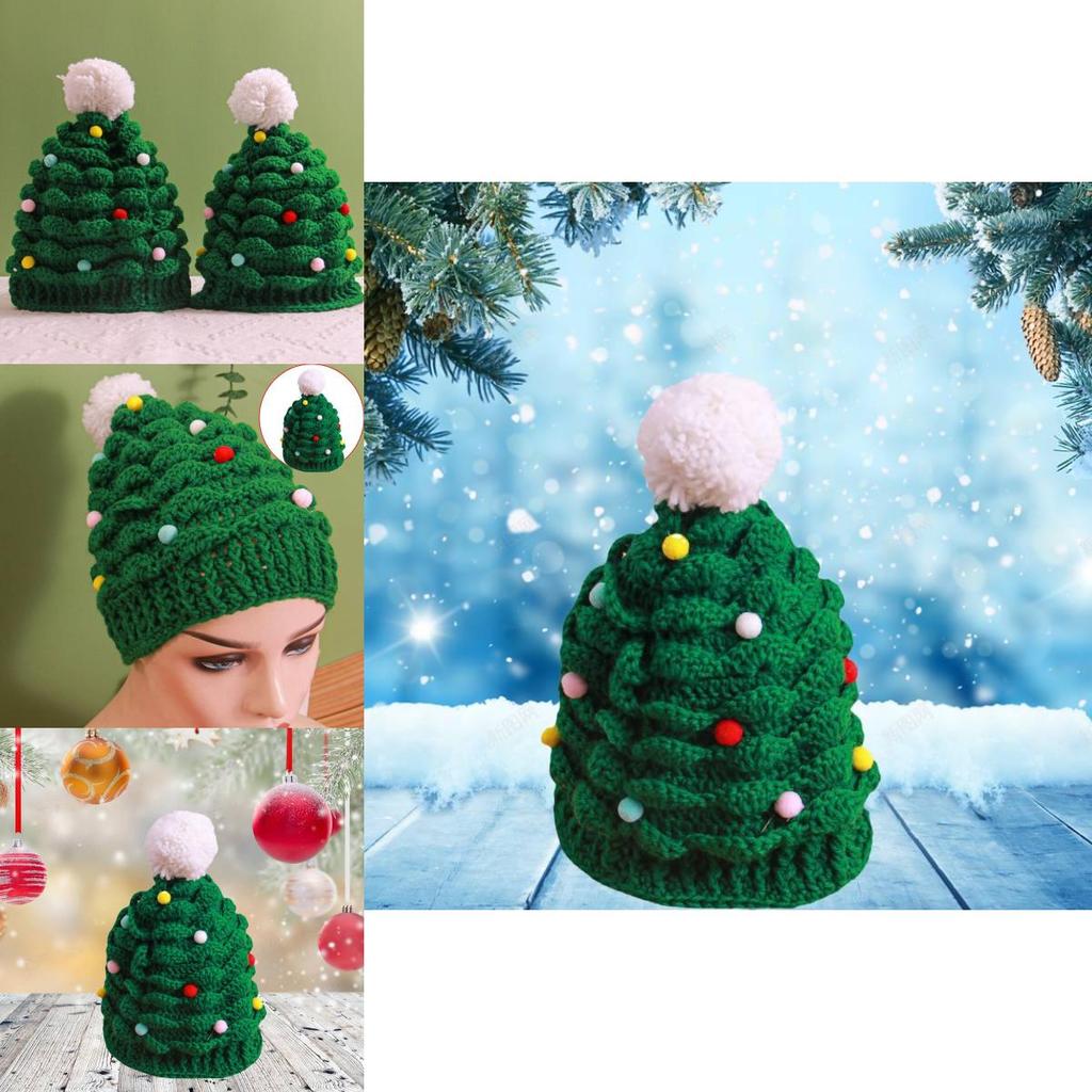 Entzückende grüne Weihnachtsbaum-Mütze für Kinder Bequemes handgemachtes Geschenk für die Feiertage