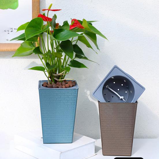 Self-Watering Plant Pot with Drainage Holes Automatic Watering Flowerpot Water Storage Planter for Indoor Outdoor Plants