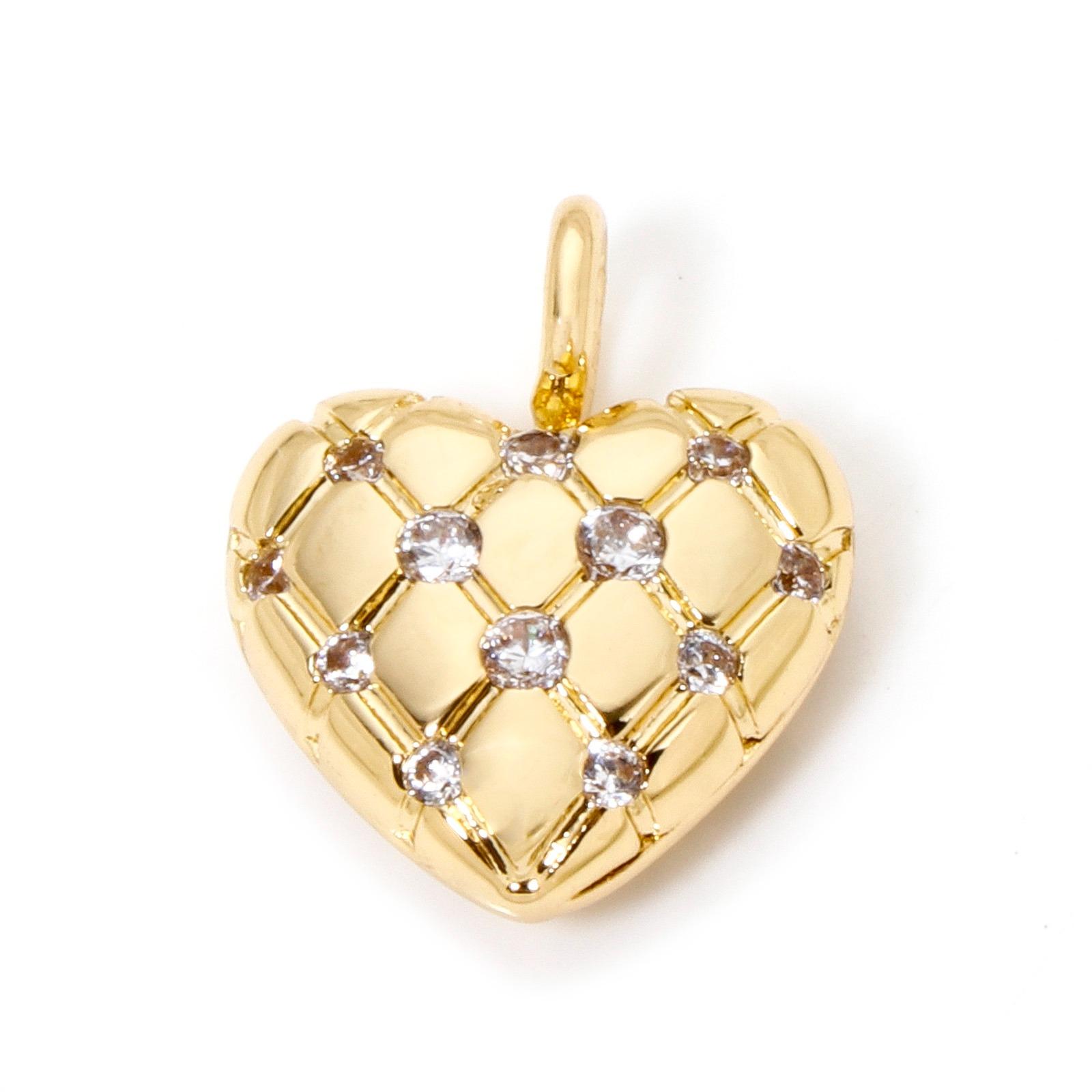 

1pc Brass Heart Charms Inlaid Zircon Texture Valentine S Day Gift 18k Gold Plated Pendants DIY Necklace Jewelry 17mm X 14mm прозрачный